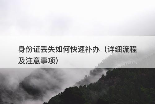 身份证丢失如何快速补办（详细流程及注意事项）