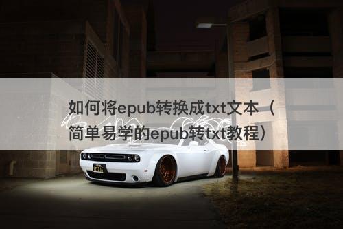 如何将epub转换成txt文本（简单易学的epub转txt教程）