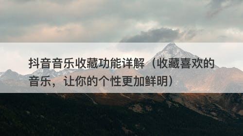 抖音音乐收藏功能详解（收藏喜欢的音乐，让你的个性更加鲜明）
