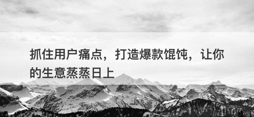 抓住用户痛点，打造爆款馄饨，让你的生意蒸蒸日上