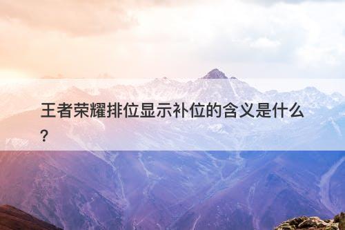 王者荣耀排位显示补位的含义是什么？