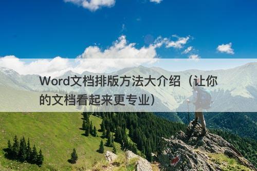 Word文档排版方法大介绍（让你的文档看起来更专业）
