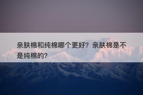 亲肤棉和纯棉哪个更好？亲肤棉是不是纯棉的？-图1