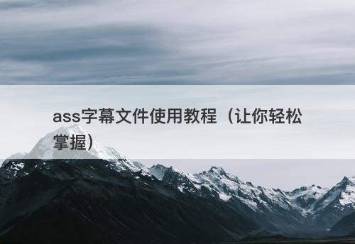 ass字幕文件使用教程（让你轻松掌握）