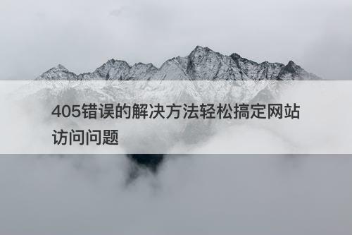 405错误的解决方法轻松搞定网站访问问题