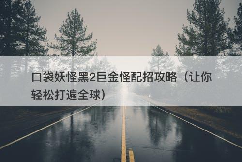 口袋妖怪黑2巨金怪配招攻略（让你轻松打遍全球）