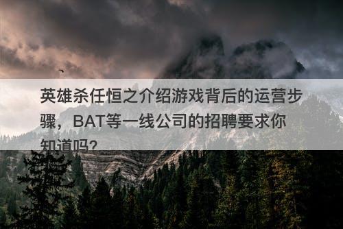 英雄杀任恒之介绍游戏背后的运营步骤，BAT等一线公司的招聘要求你知道吗？