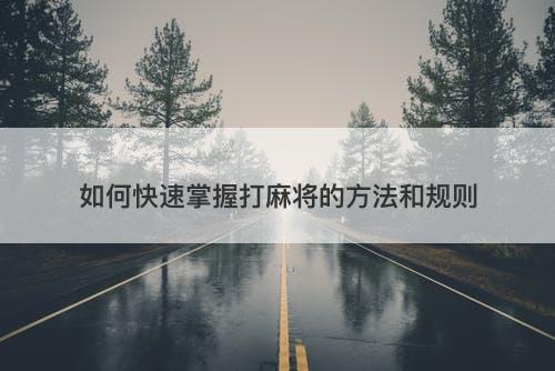 如何快速掌握打麻将的方法和规则