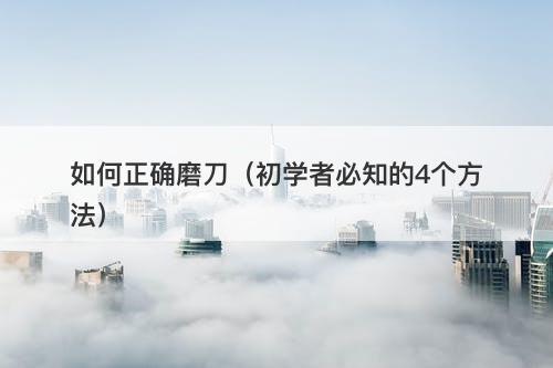 如何正确磨刀（初学者必知的4个方法）