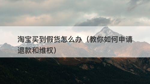 淘宝买到假货怎么办（教你如何申请退款和维权）