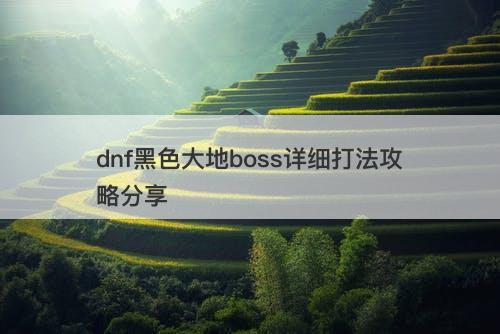 dnf黑色大地boss详细打法攻略分享