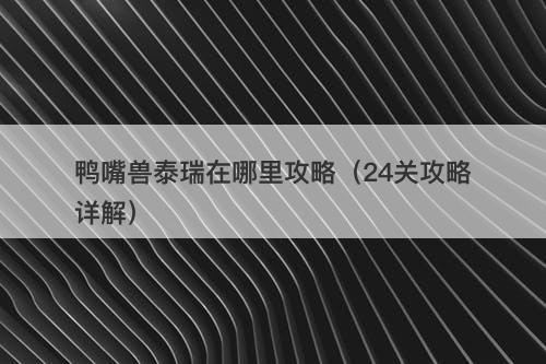 鸭嘴兽泰瑞在哪里攻略（24关攻略详解）