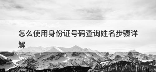 怎么使用身份证号码查询姓名步骤详解