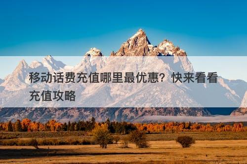 移动话费充值哪里最优惠？快来看看充值攻略