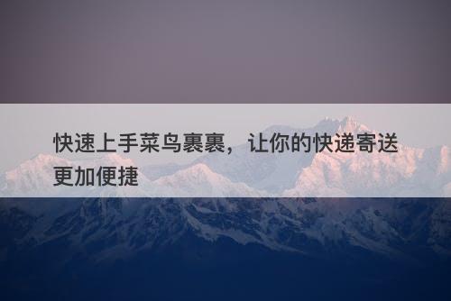 快速上手菜鸟裹裹,让你的快递寄送更加便捷-图1 快速上手菜鸟裹裹,让你的快递寄送更加便捷-图1