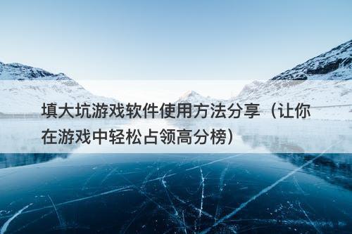 填大坑游戏软件使用方法分享（让你在游戏中轻松占领高分榜）