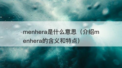 menhera是什么意思（介绍menhera的含义和特点）