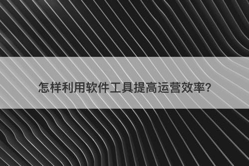 怎样利用软件工具提高运营效率？