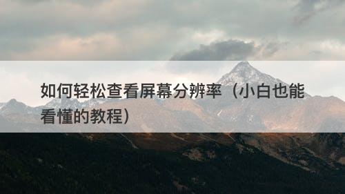 如何轻松查看屏幕分辨率（小白也能看懂的教程）