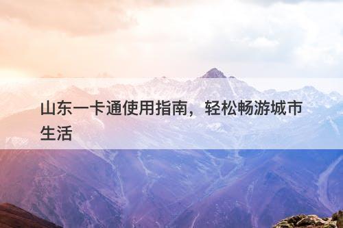 山东一卡通使用指南，轻松畅游城市生活