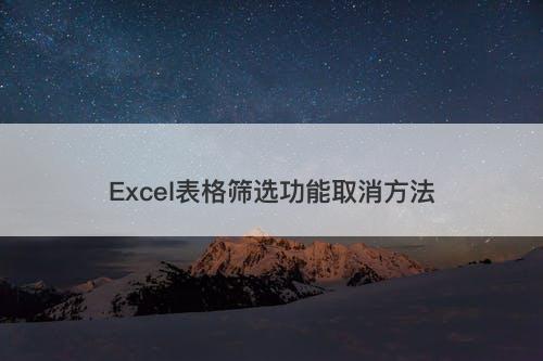 Excel表格筛选功能取消方法