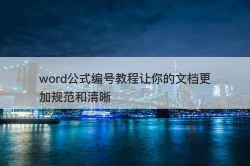 word公式编号教程让你的文档更加规范和清晰