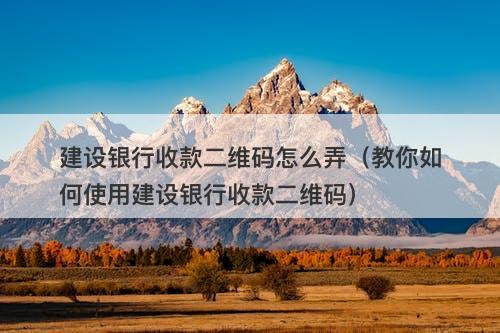 建设银行收款二维码怎么弄（教你如何使用建设银行收款二维码）