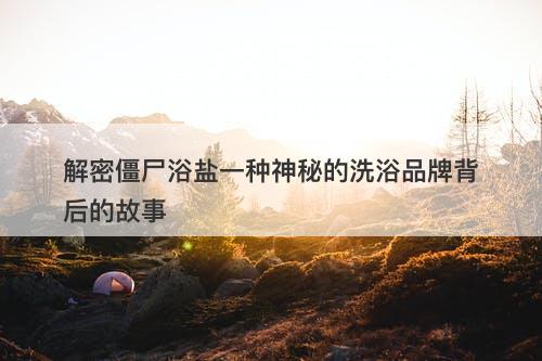 解密僵尸浴盐一种神秘的洗浴品牌背后的故事