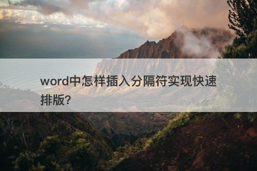 word中怎样插入分隔符实现快速排版？