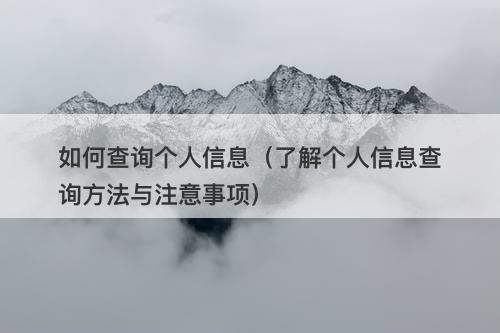 如何查询个人信息（了解个人信息查询方法与注意事项）