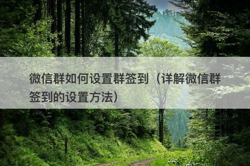 微信群如何设置群签到（详解微信群签到的设置方法）
