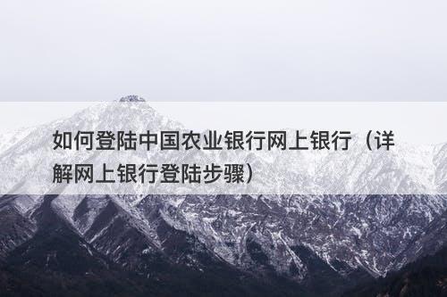如何登陆中国农业银行网上银行（详解网上银行登陆步骤）