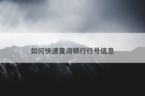 如何快速查询银行行号信息