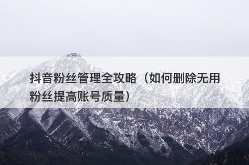 抖音粉丝管理全攻略（如何删除无用粉丝提高账号质量）