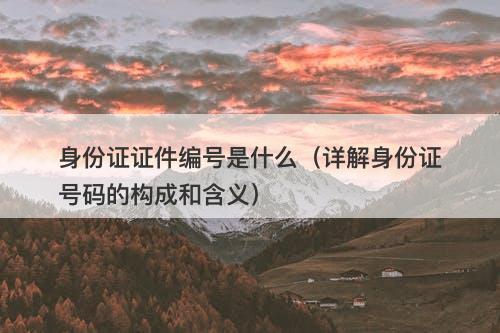 身份证证件编号是什么（详解身份证号码的构成和含义）