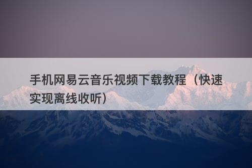 手机网易云音乐视频下载教程（快速实现离线收听）-图1