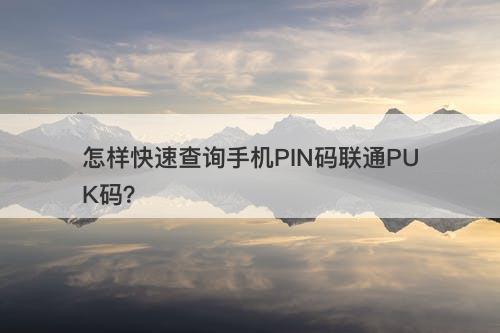 怎样快速查询手机PIN码联通PUK码？