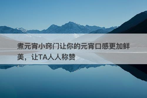 煮元宵小窍门让你的元宵口感更加鲜美，让TA人人称赞