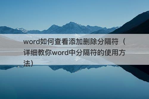 word如何查看添加删除分隔符（详细教你word中分隔符的使用方法）-图1