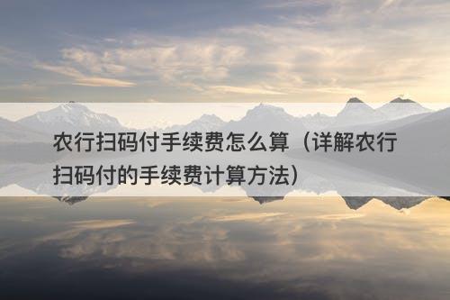 农行扫码付手续费怎么算（详解农行扫码付的手续费计算方法）