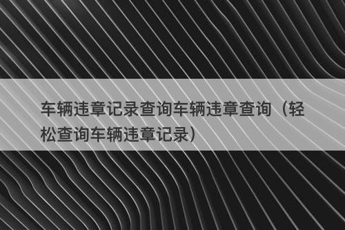 车辆违章记录查询车辆违章查询（轻松查询车辆违章记录）