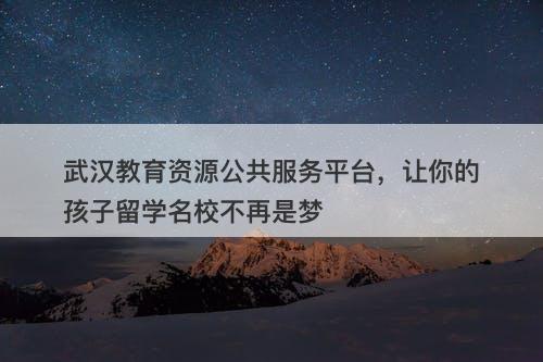 武汉教育资源公共服务平台，让你的孩子留学名校不再是梦