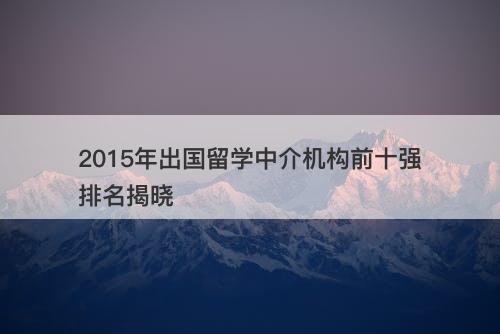2015年出国留学中介机构前十强排名揭晓