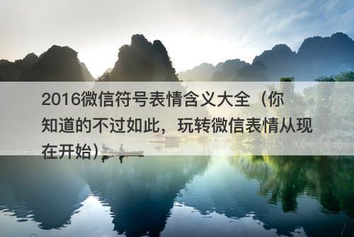 2016微信符号表情含义大全（你知道的不过如此，玩转微信表情从现在开始）