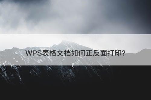 WPS表格文档如何正反面打印？