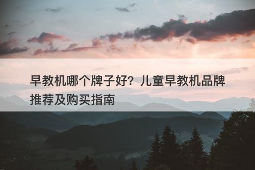 早教机哪个牌子好？儿童早教机品牌推荐及购买指南