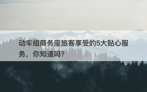 动车组商务座旅客享受的5大贴心服务，你知道吗？
