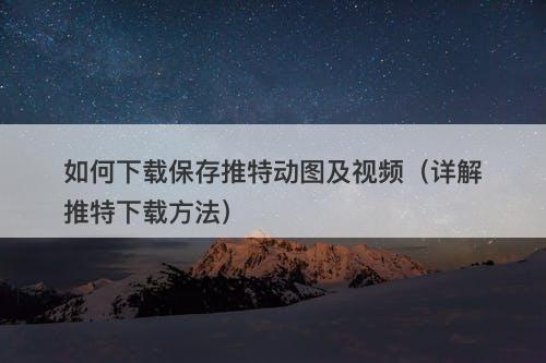 如何下载保存推特动图及视频（详解推特下载方法）