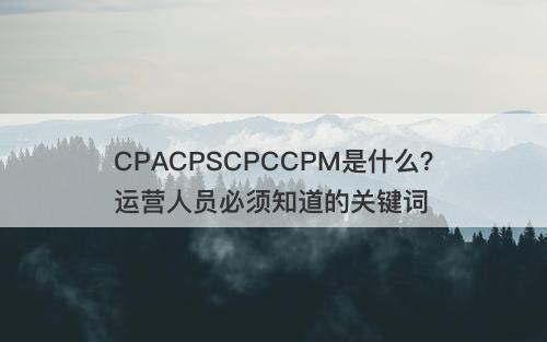 CPACPSCPCCPM是什么？运营人员必须知道的关键词