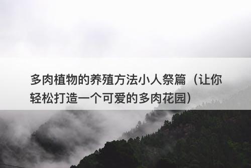 多肉植物的养殖方法小人祭篇（让你轻松打造一个可爱的多肉花园）